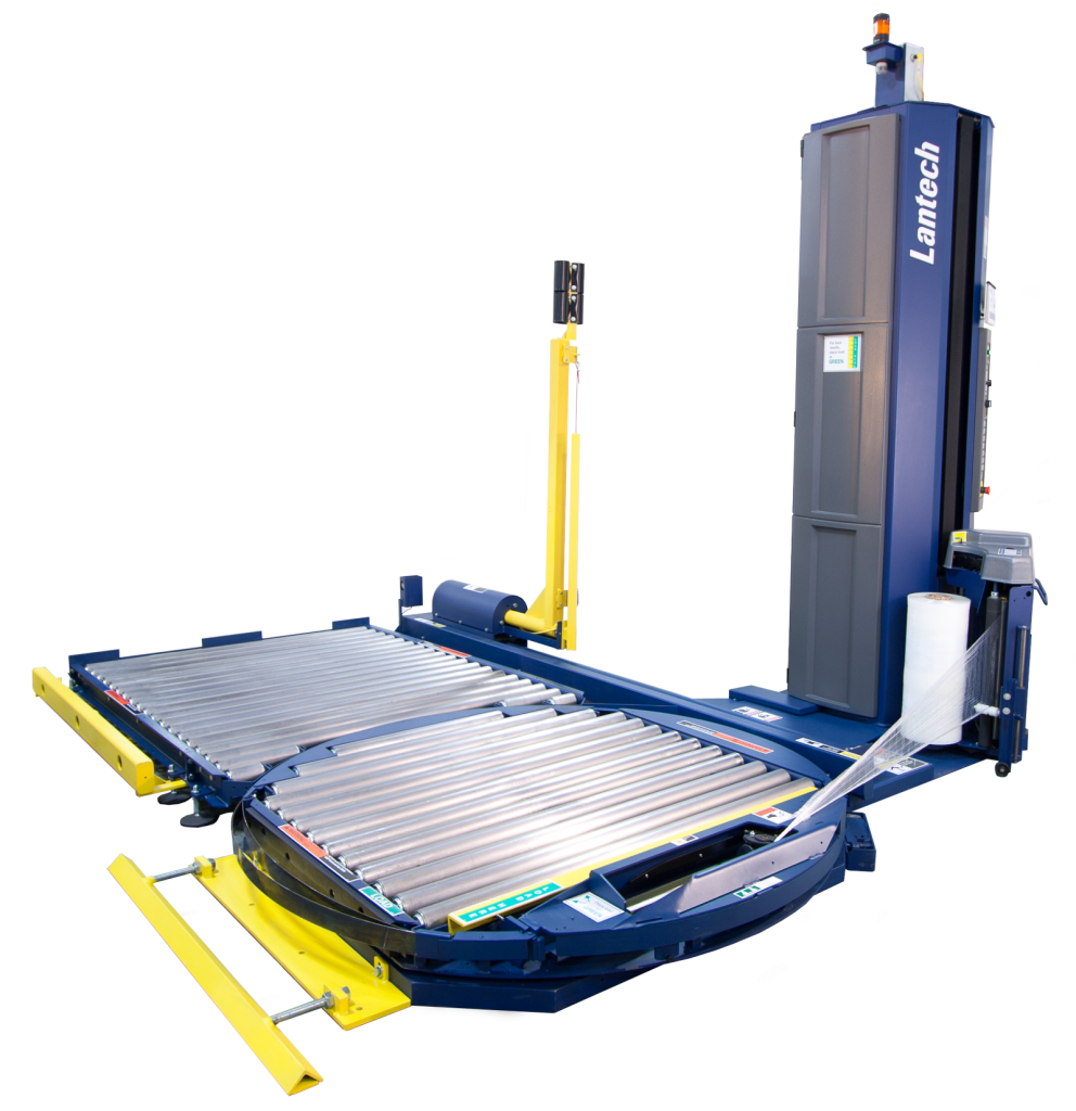 Semi-automatic turn-table stretch wrapper