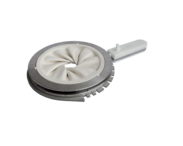 Hygienic hand-operated iris valve