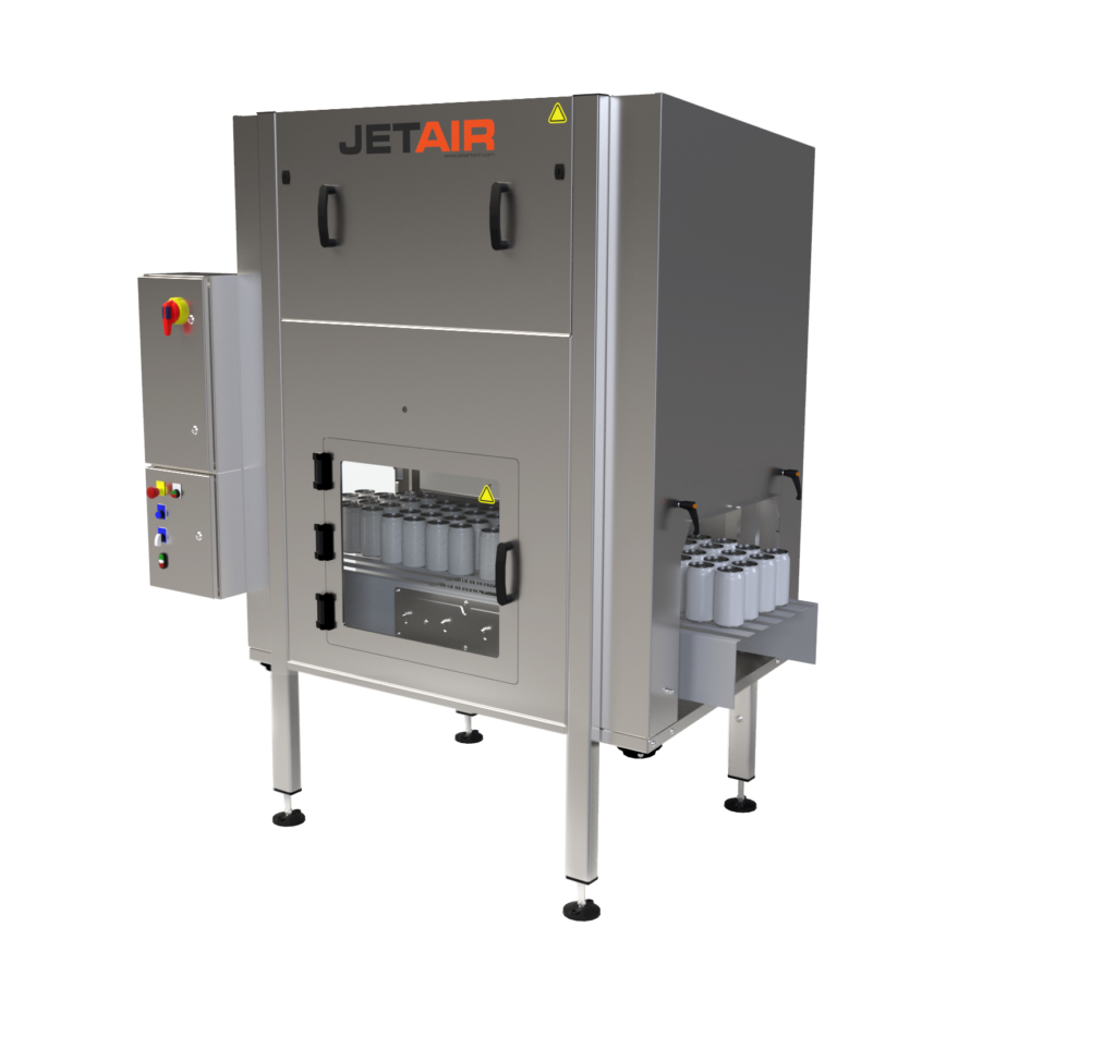 Mass flow air knife drying system for cans