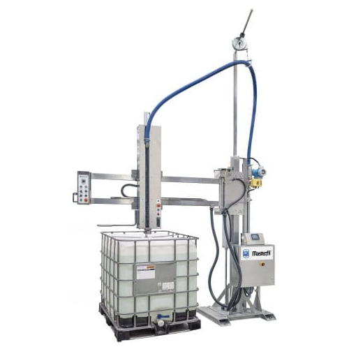 Semi-automatic flowmeter boom filler for large volume containers