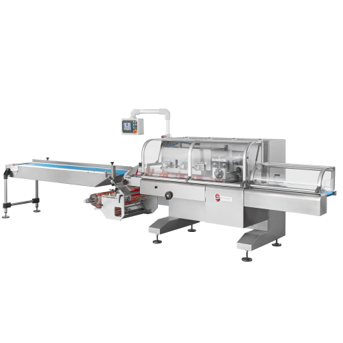 Flow pack packaging for irregularly shaped products