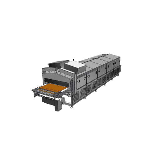 Continuous contact cooker for bottom crust treatment