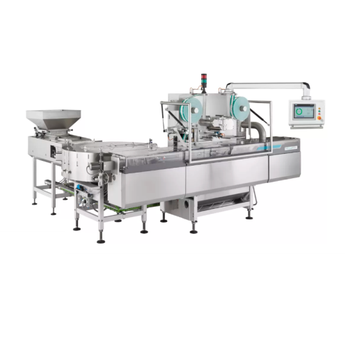 Modulární vysokorychlostní průtokový balicí stroj pro předtvarované výrobky