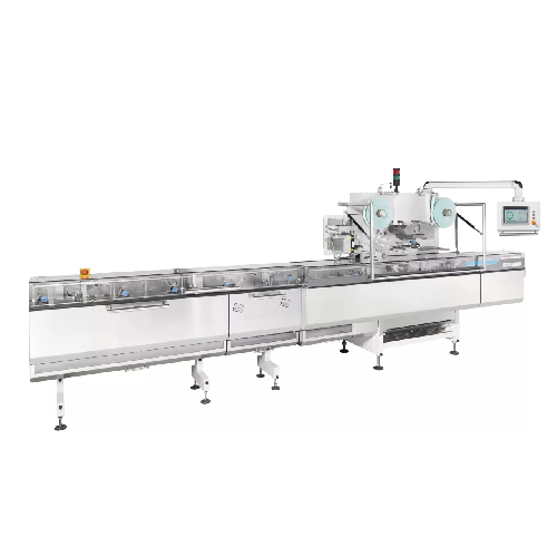 Modułowa, szybka owijarka do opakowań typu flowpack z czekoladą