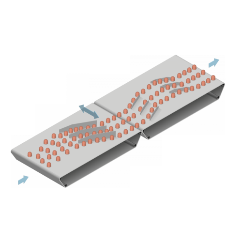 Uspořádání jízdních pruhů pro efektivní přenos výrobků
