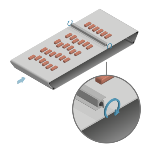 Zarovnávač řádků pro balení výrobků
