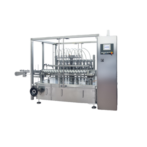 Liniowy system napełniania o ruchu przerywanym dla cieczy o dużej gęstości