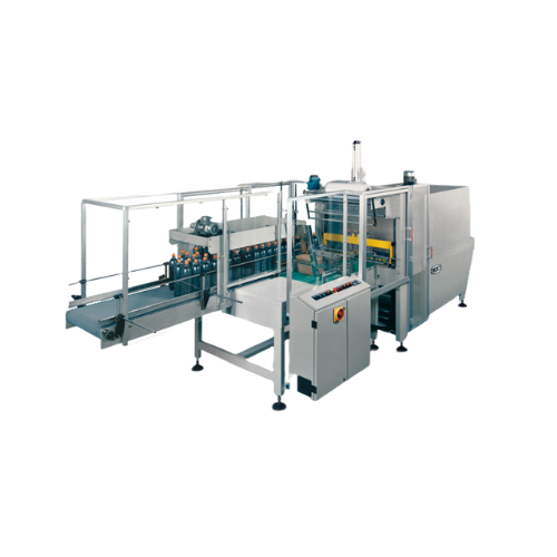 Wiązarka o ruchu przerywanym z pakowaniem w folię termokurczliwą