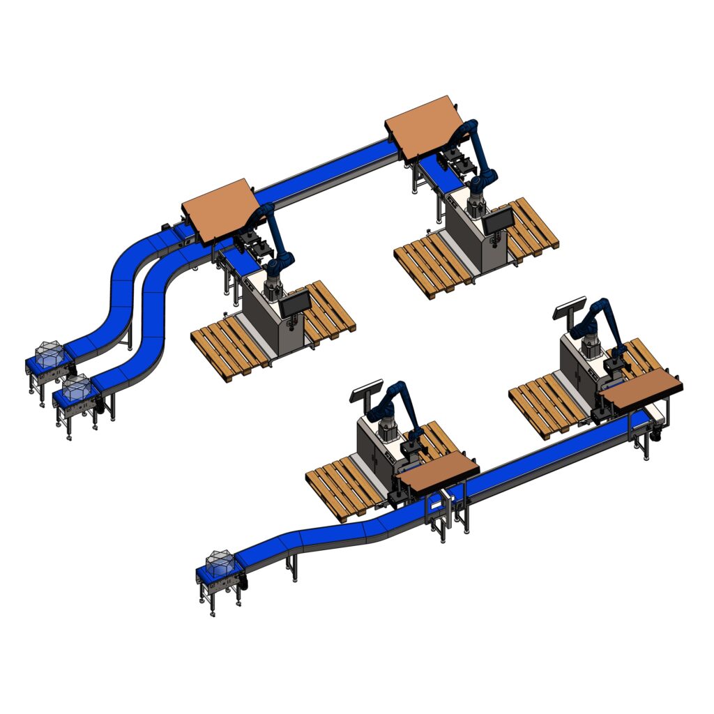Multi-Line Cobot Palletizer for Parallel Production Flows