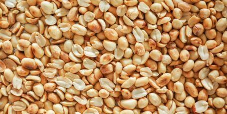 zoom in bunch of fried peanuts