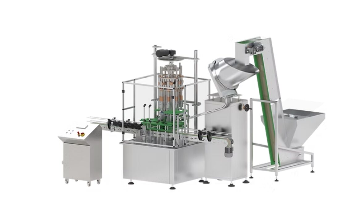 Rotary capping machine for high-volume bottle closure with torque control